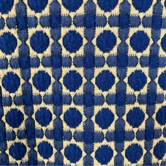 Ann Taylor Loft navy blue & orange geometric print quilted shift dress. Size XS - Picture 4 of 9